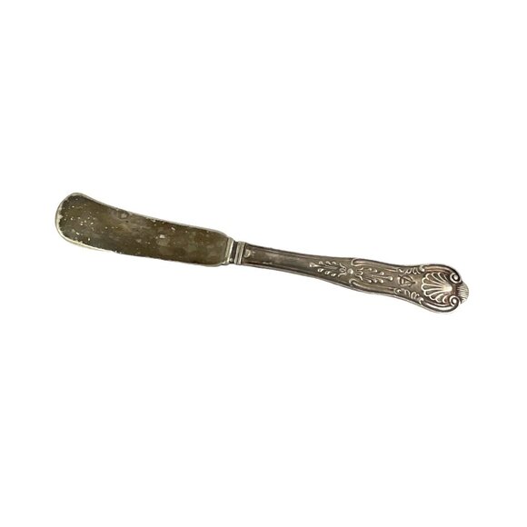 Antique Silver Plated Butter Knife With Ornate Handle 6 inch Length Vintage Flat - Picture 5 of 5